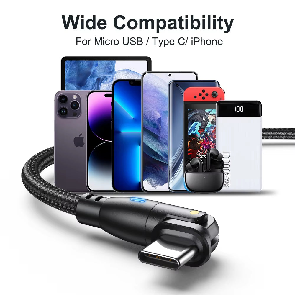 USB Type C Cable for Realme Huawei P30 3A Fast Charging Data Cord for Samsung Oneplus Poco F3 Iphone Charger Micro USB Wire